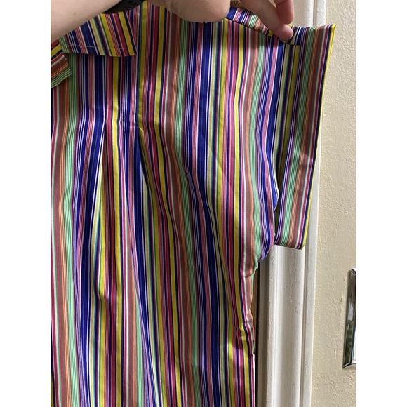 BLAIR Women's Vintage Multicolor Rainbow Striped Button Up Shirt - Size Medium - Picture 5 of 8